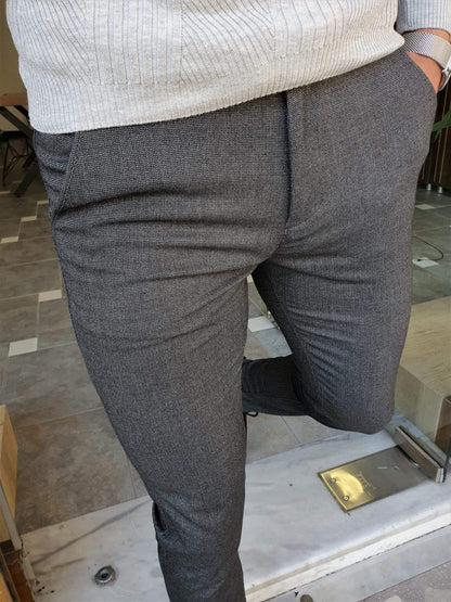 Paruri Black Slim Fit Cotton Pants