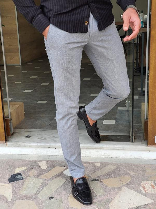 Mantova Gray Slim Fit Cotton Pants - Versatile Elegance for Every Occasion