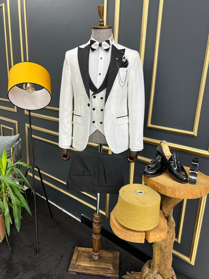 Ely White Slim Fit Peak Lapel Tuxedo