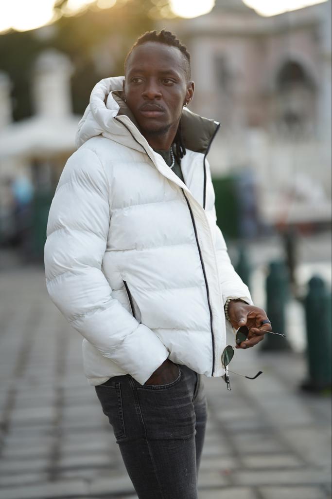 Enid White Hooded Puffer Jacket