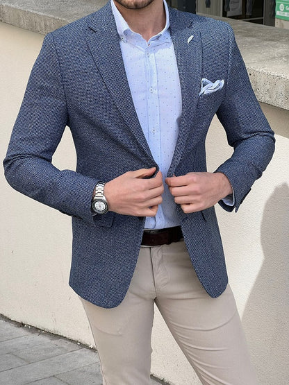 Rockford Blue Slim Fit Notch Lapel Blazer for Sophisticated Style