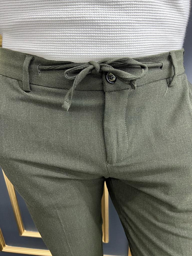 Avion Khaki Slim Fit Laced Pants