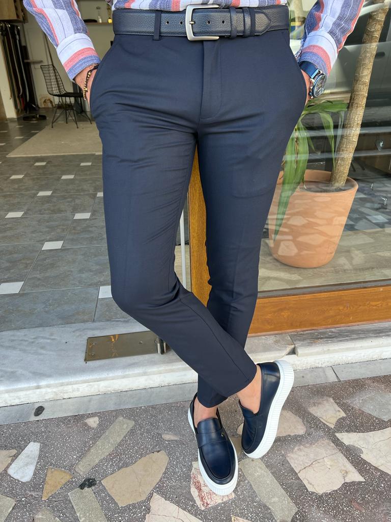 Tampa Dark Blue Slim Fit Cotton Pants