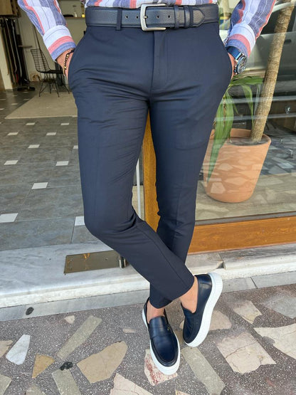Tampa Dark Blue Slim Fit Cotton Pants