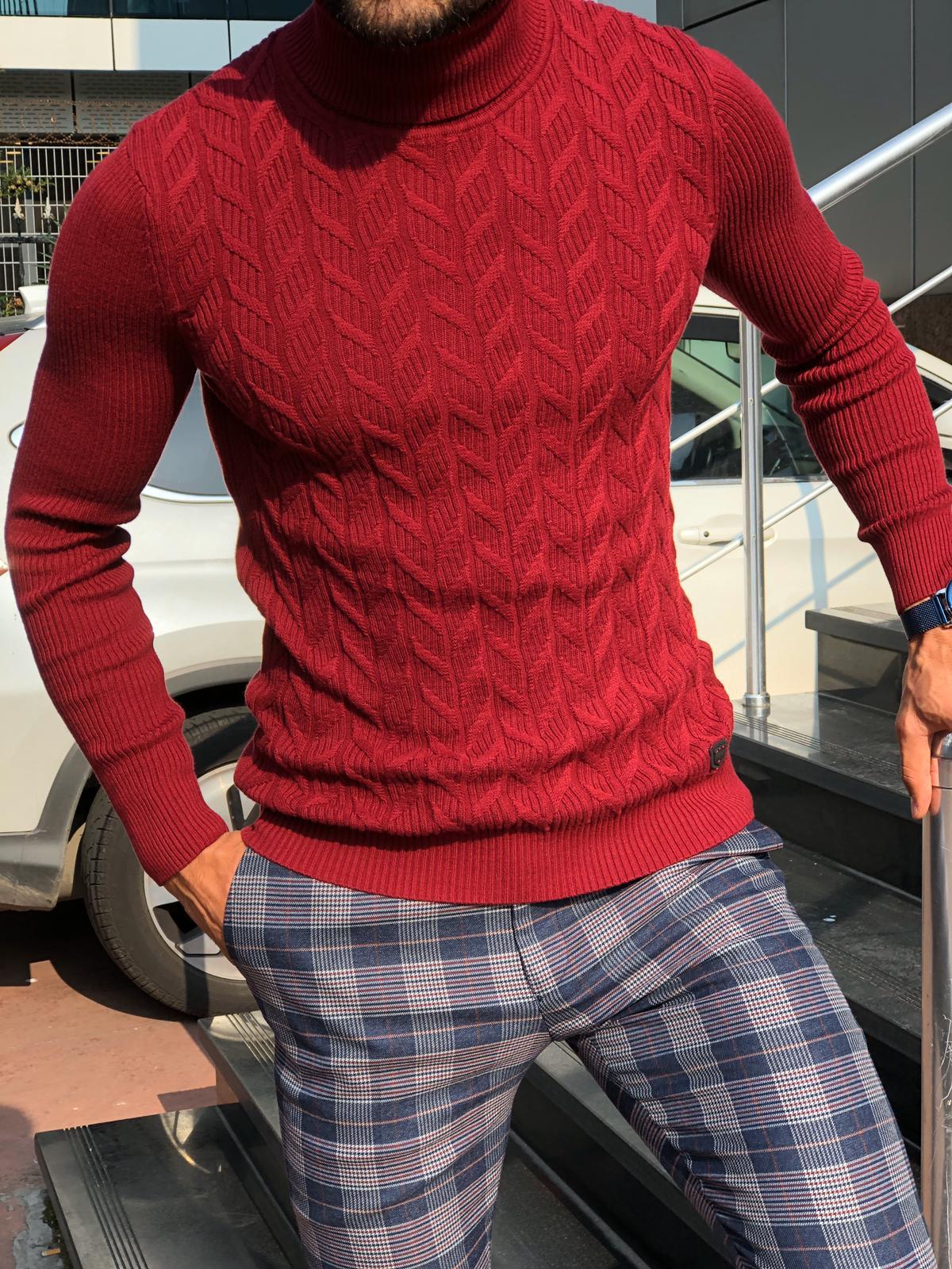 Calvin Slim-Fit Turtleneck Knitwear Red