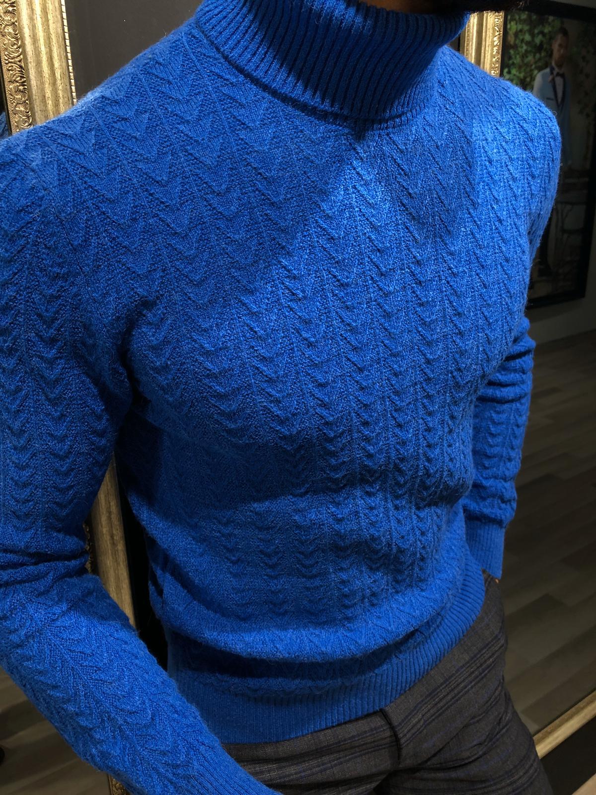 Calvin Slim-Fit Wool Turtleneck Knitwear in Sax
