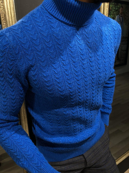 Calvin Slim-Fit Wool Turtleneck Knitwear in Sax