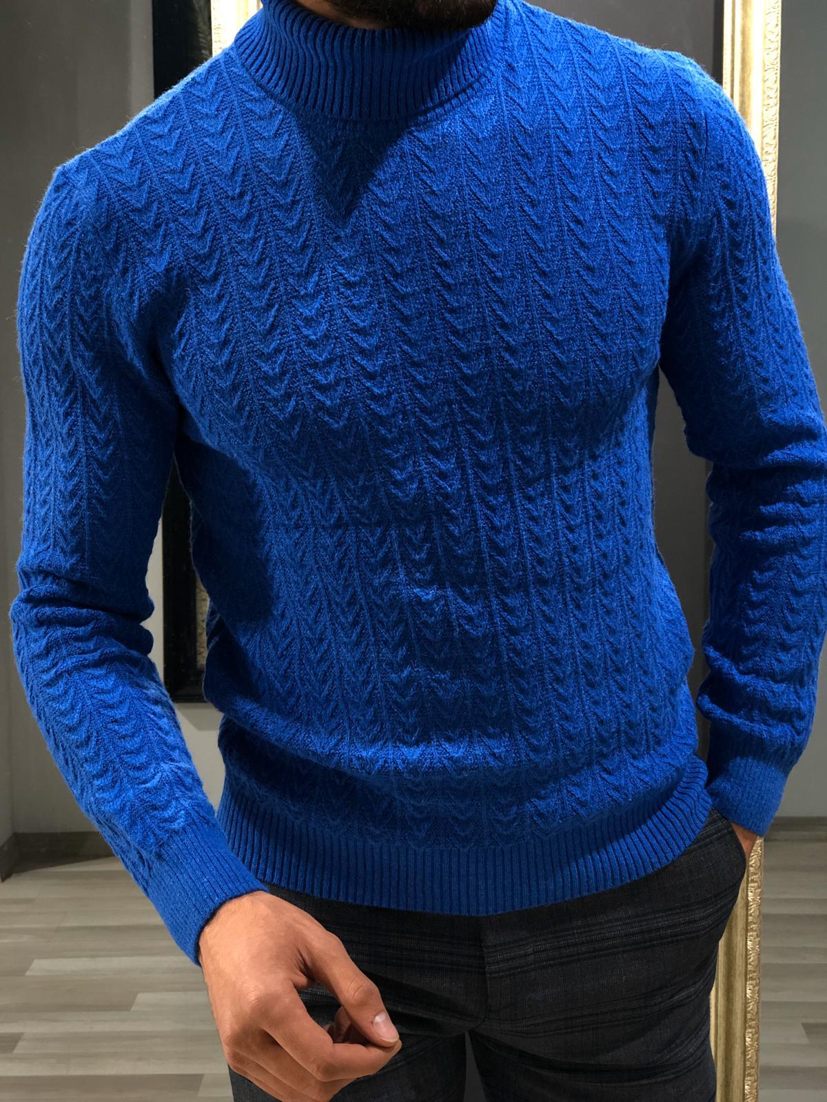 Calvin Slim-Fit Wool Turtleneck Knitwear in Sax