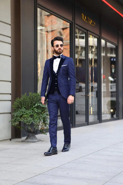 Blue Slim Tuxedo Suit for Every Occasion brabion