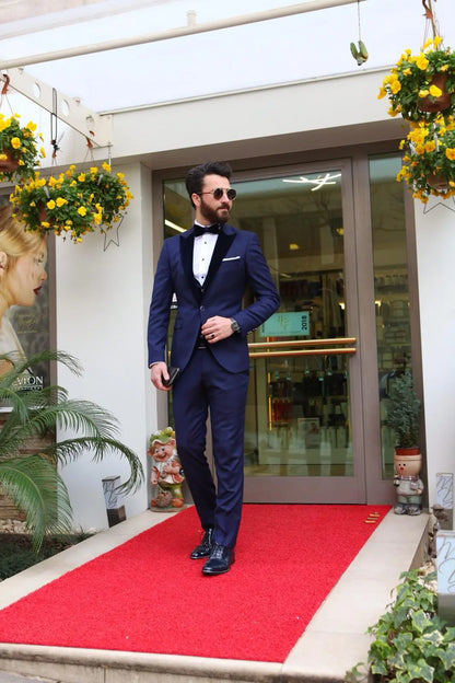 Blue Slim Tuxedo Suit for Every Occasion brabion