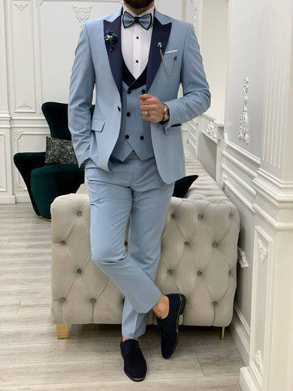 Perris Ice Blue Slim Fit Tuxedo