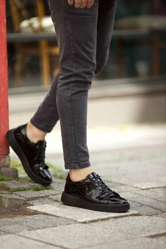 Romeo Eva Sole Glossy  Black Sneakers