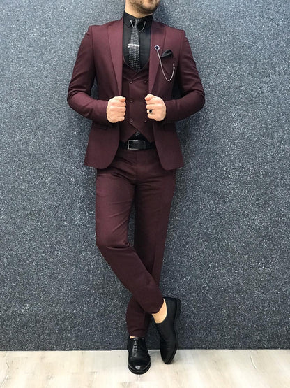 Lancaster Burgundy Slim Fit Suit - Timeless Elegance for Every Occasion brabion