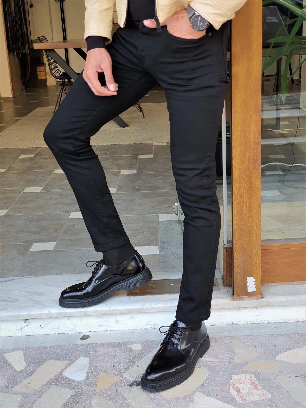 Clemson Black Slim Fit Lycra Jeans