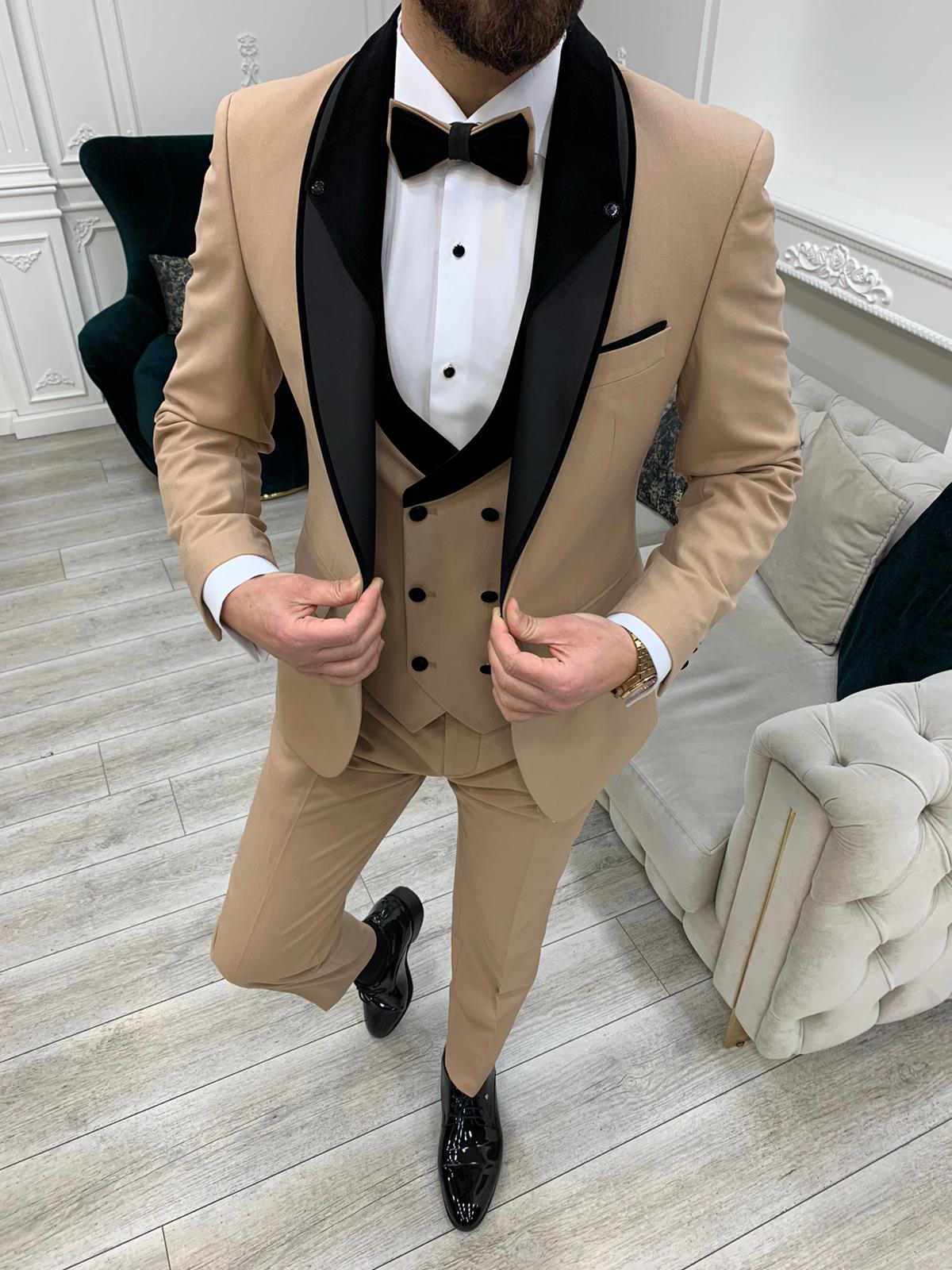 Eden Gold Slim Fit Velvet Shawl Lapel Tuxedo
