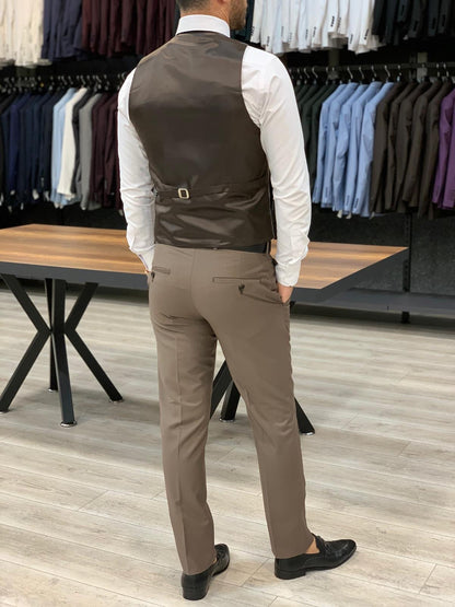 Eros Brown Slim Fit Wool Suit - Elevate Your Style BOJONI