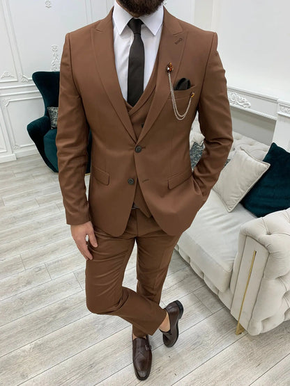 Stefano Tile Slim Fit Suit - Elegant Three-Piece Ensemble brabion