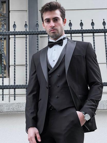 Fabio Black Peak Lapel Slim Fit Tuxedo