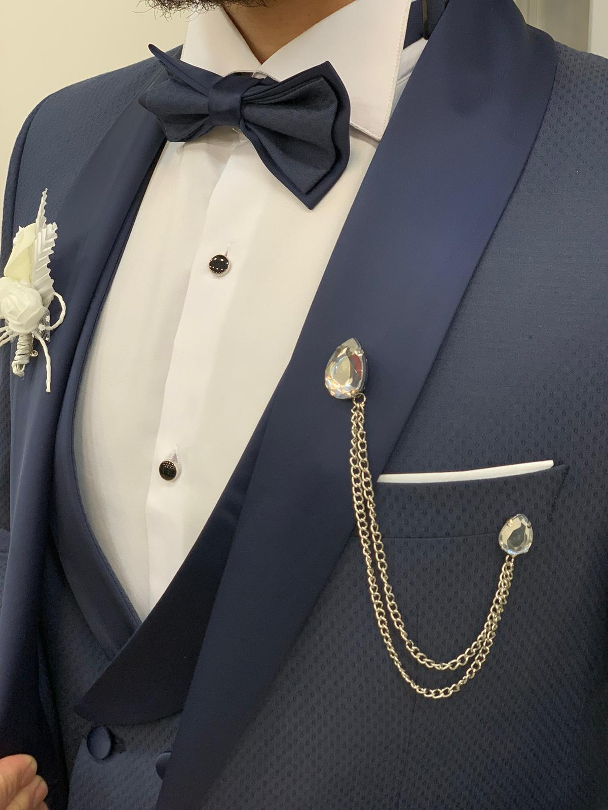 Avion Blue Slim Fit Shawl Lapel Tuxedo