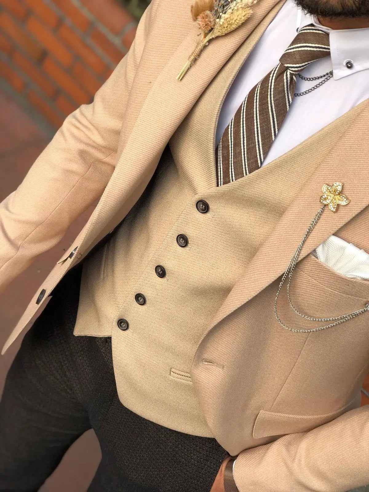 Multi Slim-Fit Suit Vest Beige for Effortless Elegance BOJONI
