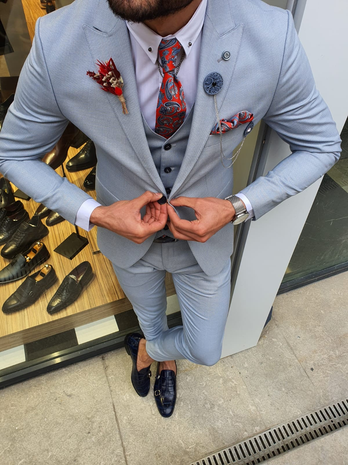 Olympia Blue Slim Fit Suit – The Perfect Choice for Every Occasion brabion