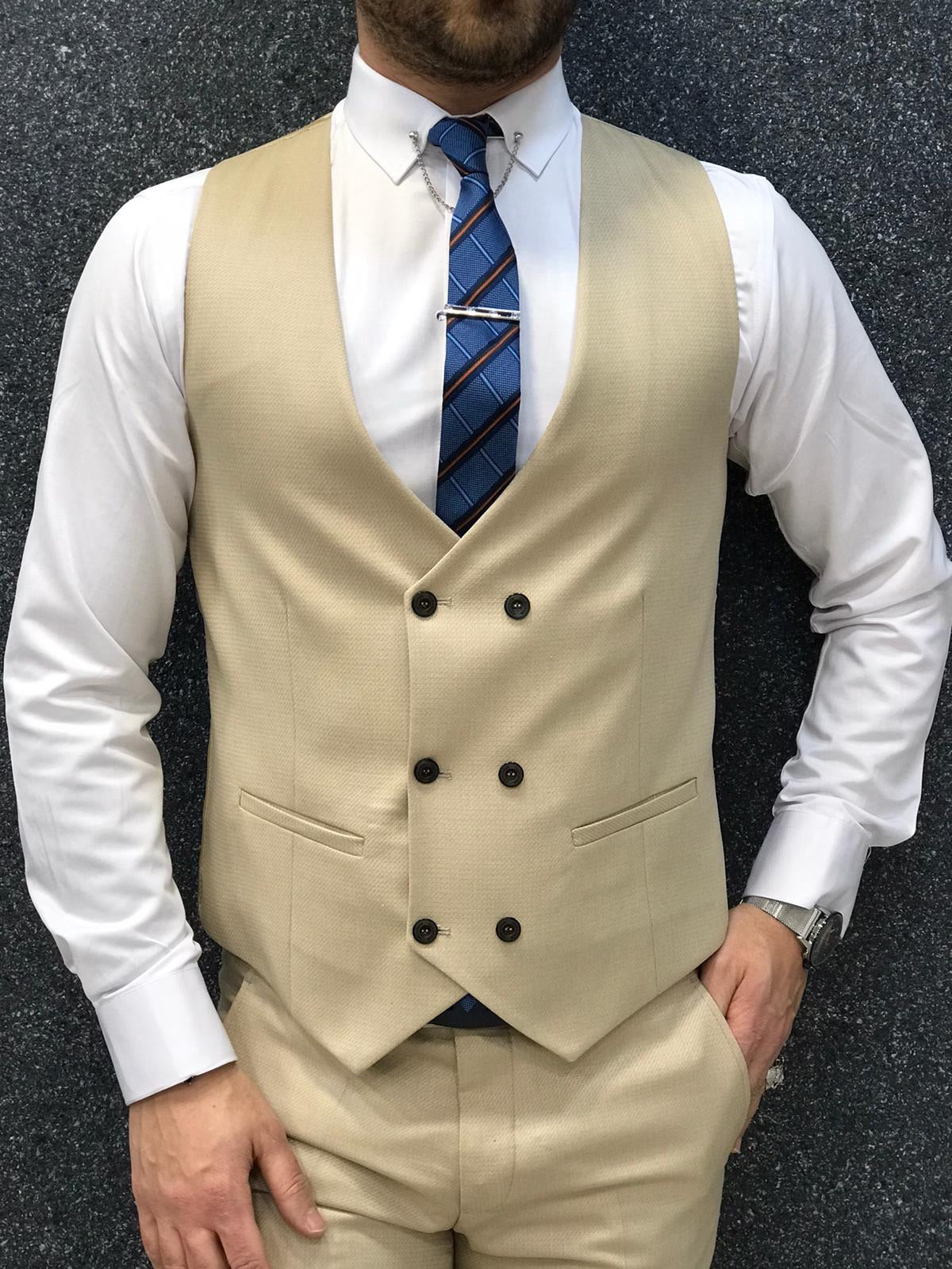 Lancaster Cream Slim Fit Suit for Modern Men brabion