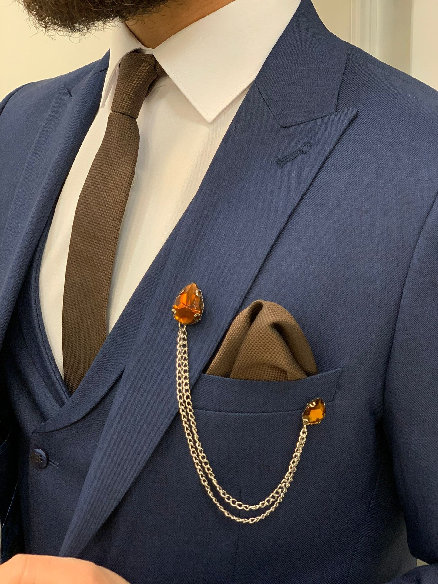 Stefano Navy Blue Slim Fit Suit - A Versatile Three-Piece Ensemble brabion