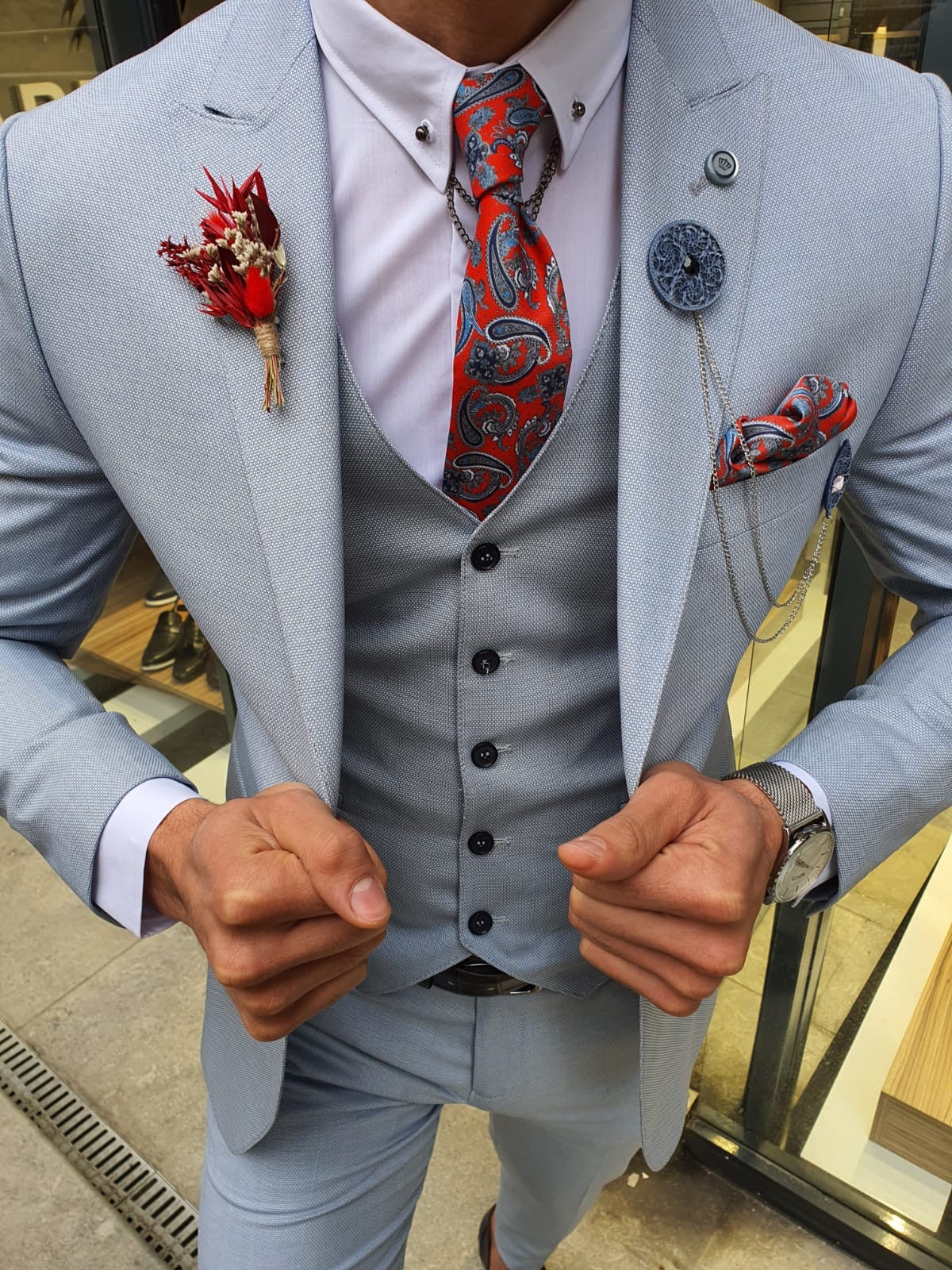 Olympia Blue Slim Fit Suit – The Perfect Choice for Every Occasion brabion