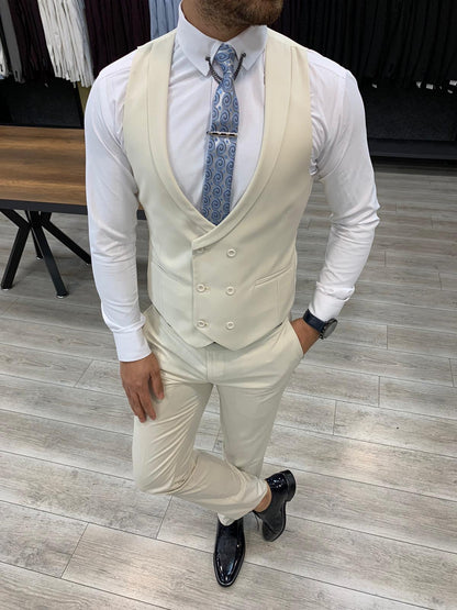 Eros Cream Slim Fit Wool Suit - A Timeless Classic BOJONI