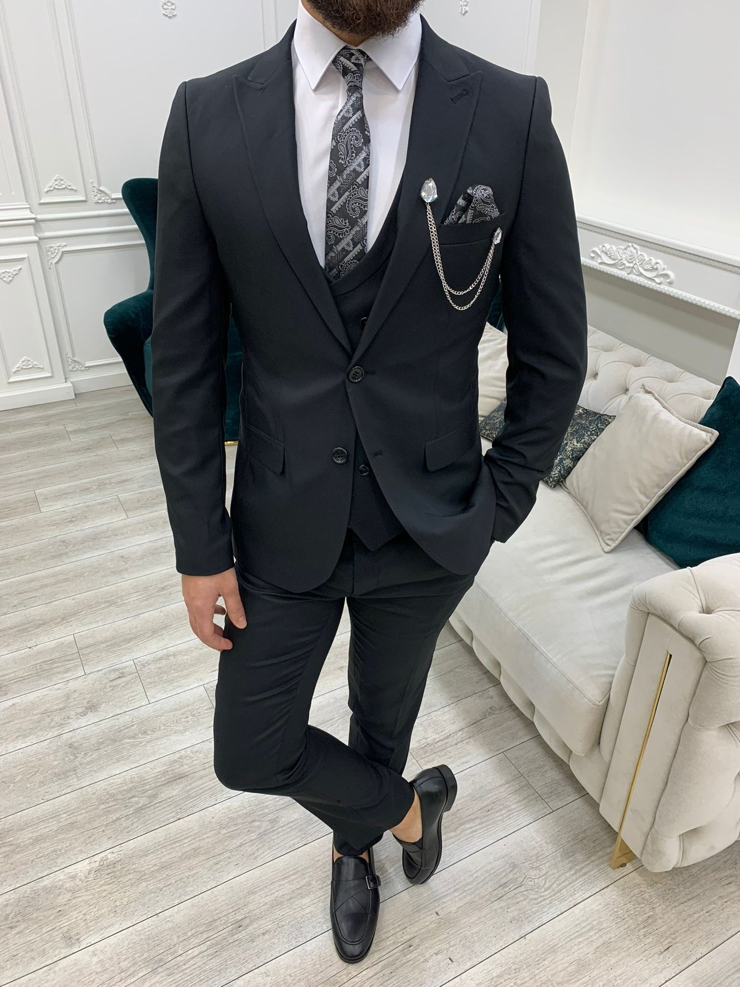 Stefano Black Slim Fit Suit brabion
