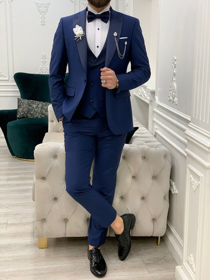 Perris Indigo Slim Fit Tuxedo - The Ultimate Formalwear Statement