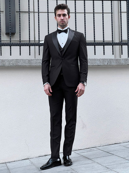 Fabio Black Peak Lapel Slim Fit Tuxedo