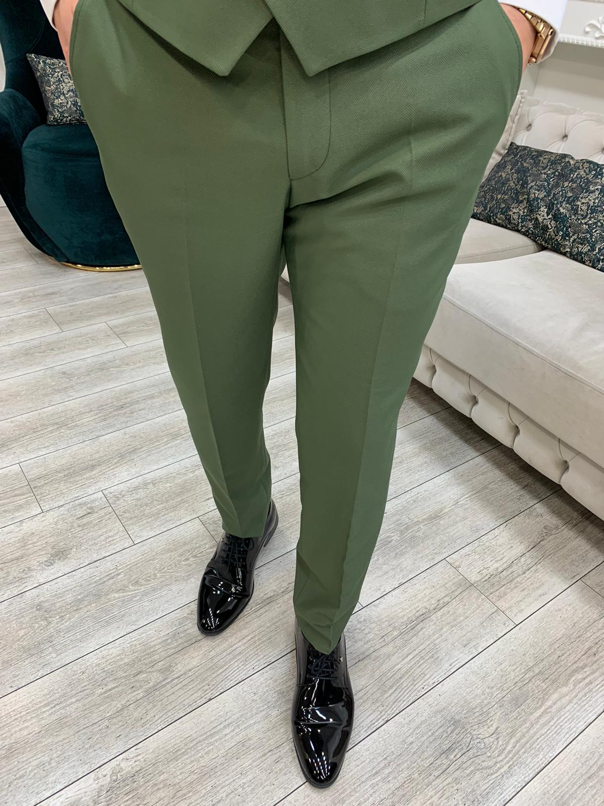 Eden Light Green Slim Fit Velvet Shawl Lapel Tuxedo