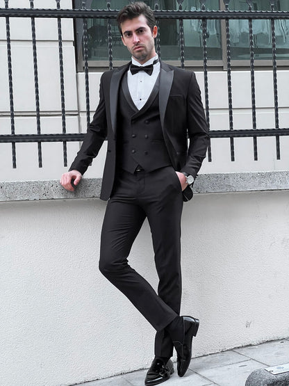 Fabio Black Peak Lapel Slim Fit Tuxedo