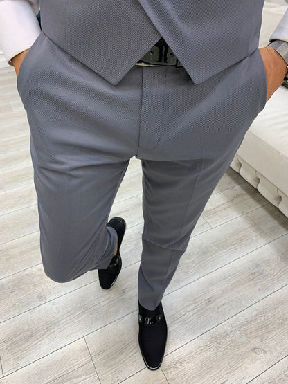 Infinite Gray Slim Fit Peak Lapel Tuxedo