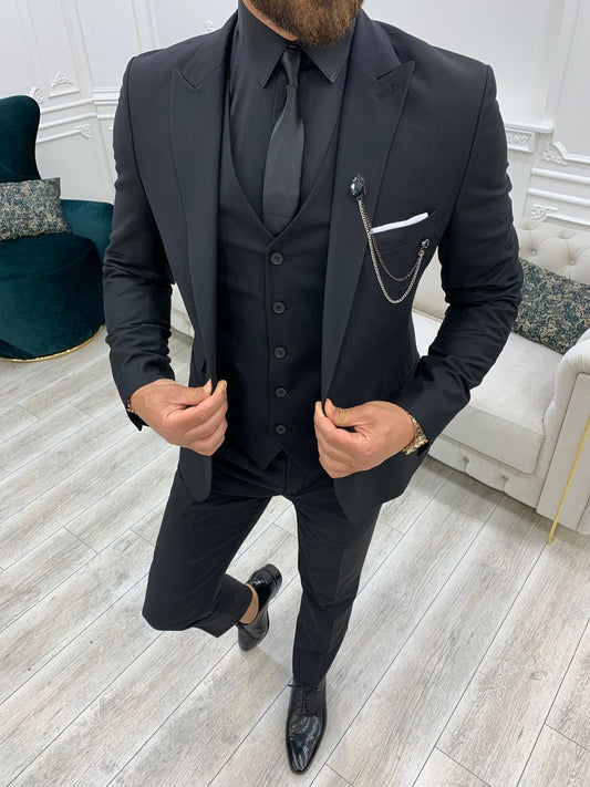 Lance Black Slim Fit Suit - Versatile Three-Piece Ensemble for Any Occasion