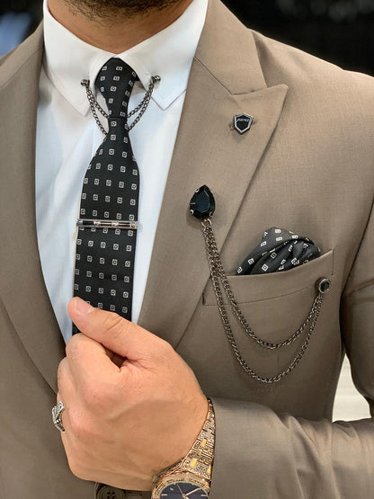 Eros Brown Slim Fit Wool Suit - Elevate Your Style BOJONI