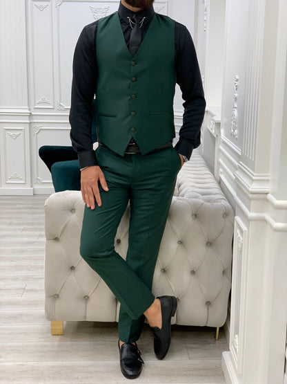 Wilson Green Slim Fit Peak Lapel Suit - Elevate Your Style