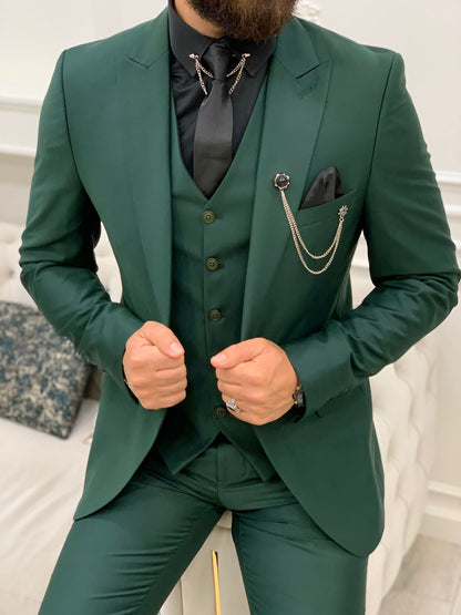 Wilson Green Slim Fit Peak Lapel Suit - Elevate Your Style