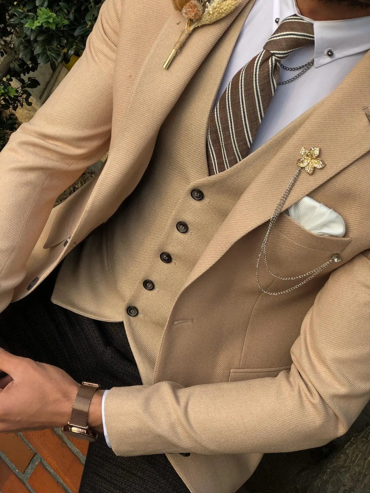 Multi Slim-Fit Suit Vest Beige for Effortless Elegance BOJONI