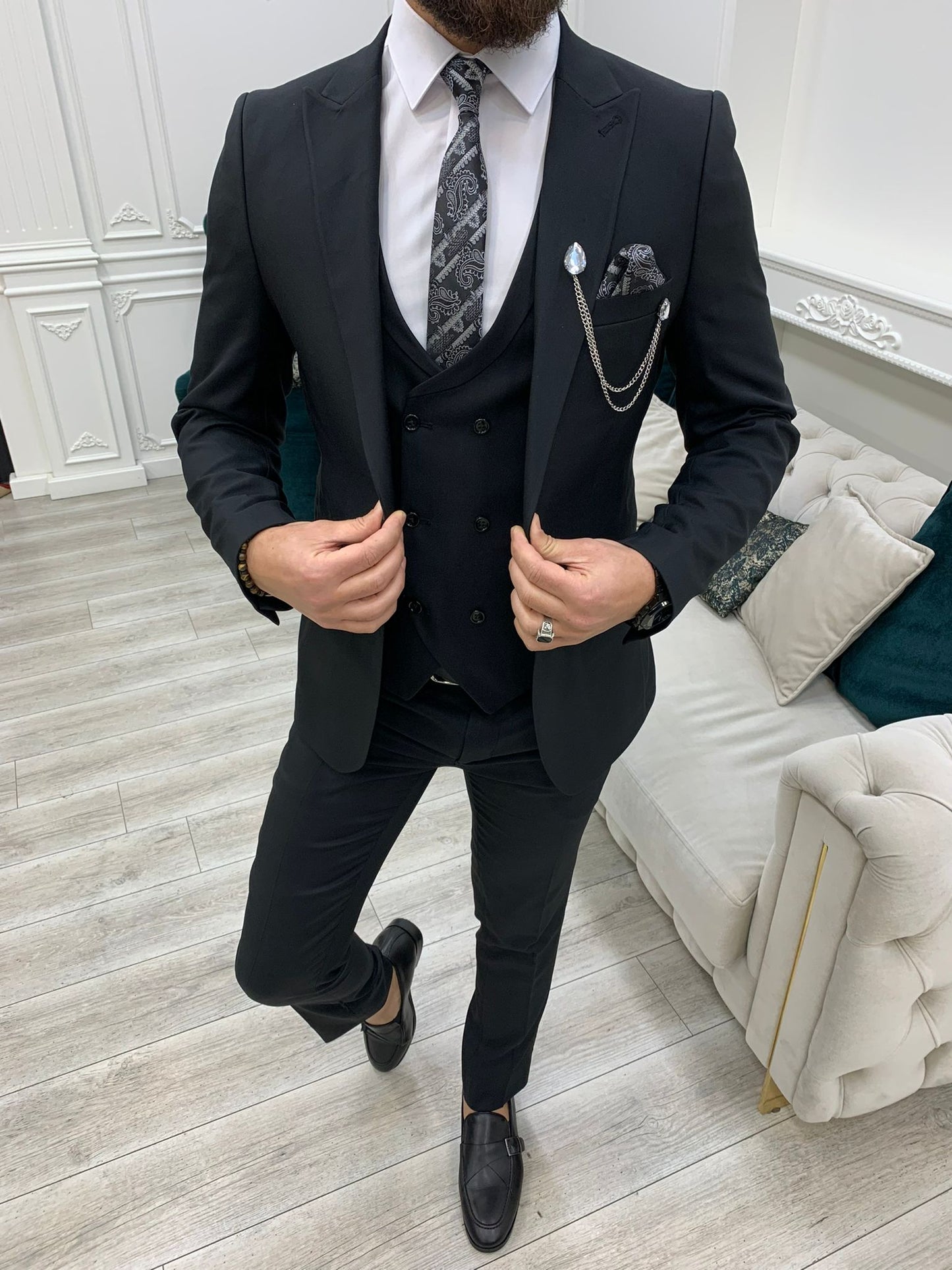 Stefano Black Slim Fit Suit brabion