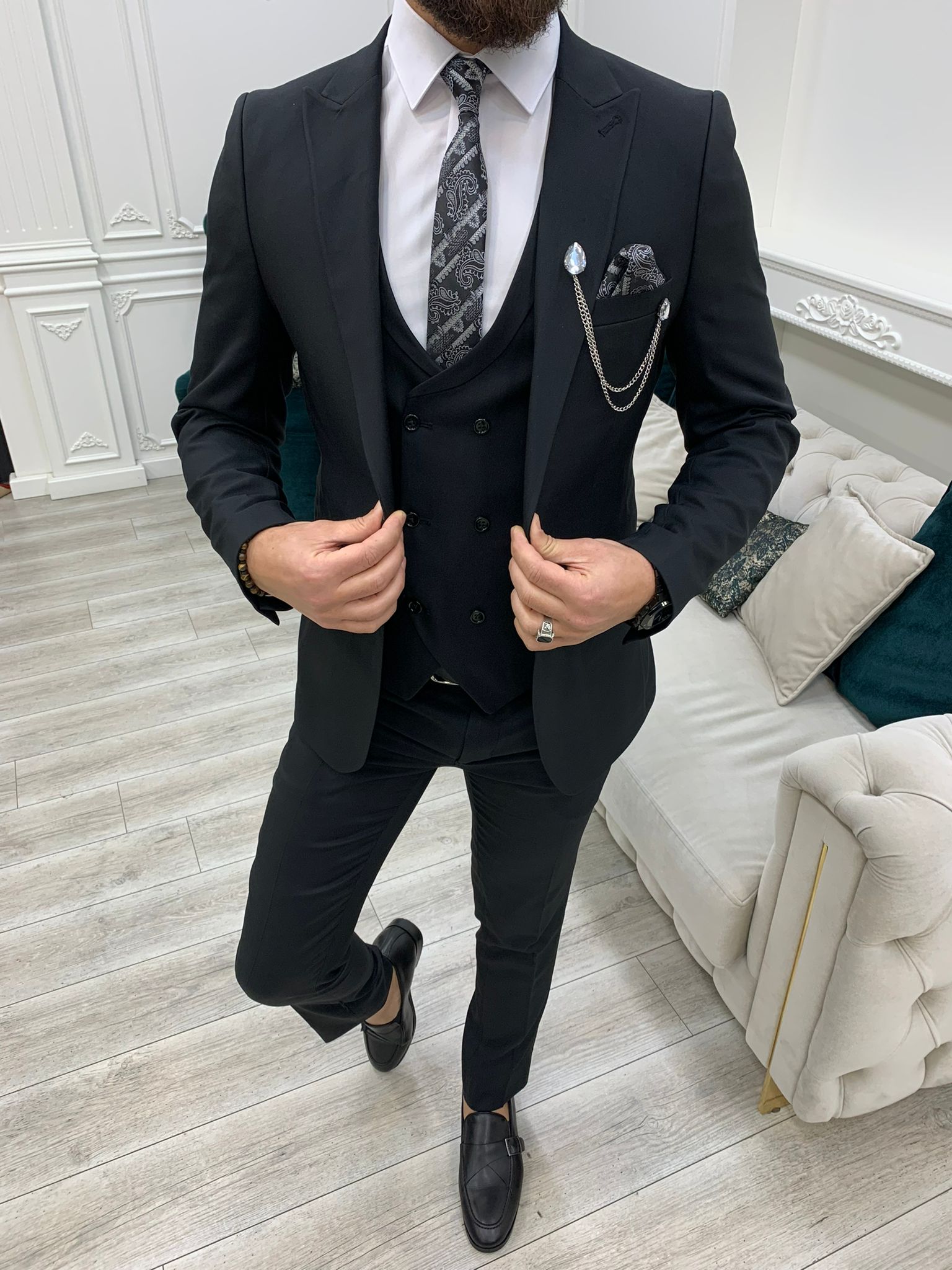 Stefano Black Slim Fit Suit brabion