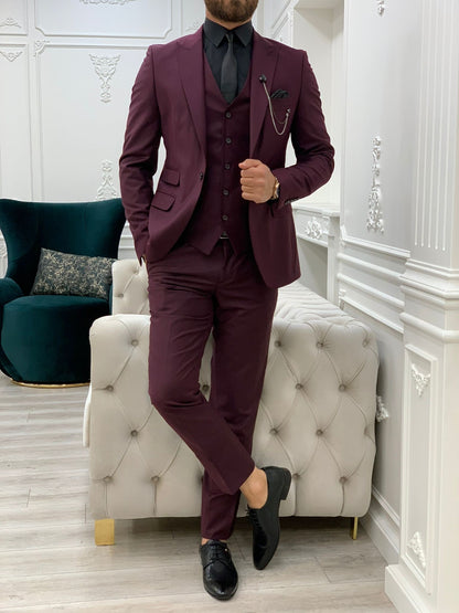 Lance Burgundy Slim Fit Suit