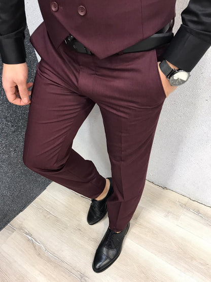Lancaster Burgundy Slim Fit Suit - Timeless Elegance for Every Occasion brabion
