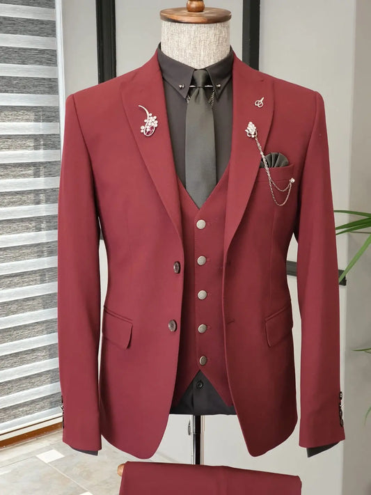 Napoli Red Slim Fit Suit – Elevate Your Wardrobe brabion