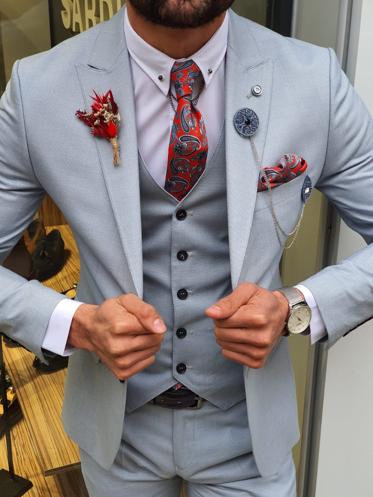 Olympia Blue Slim Fit Suit – The Perfect Choice for Every Occasion brabion