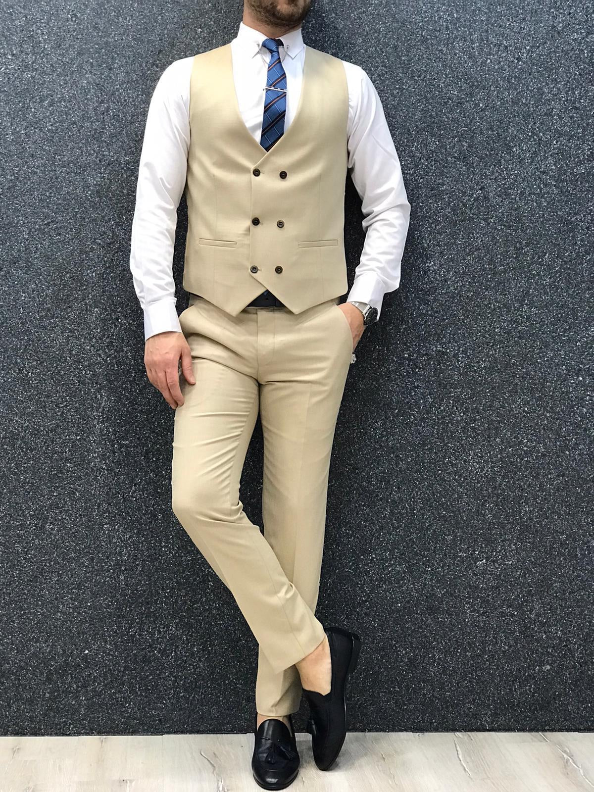 Lancaster Cream Slim Fit Suit for Modern Men brabion