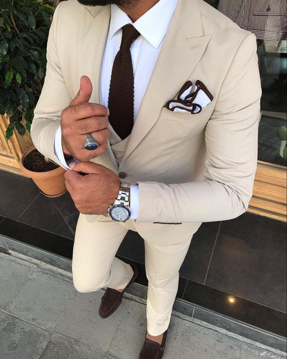 Austin Beige Slim-Fit Suit - Modern Elegance for Every Occasion