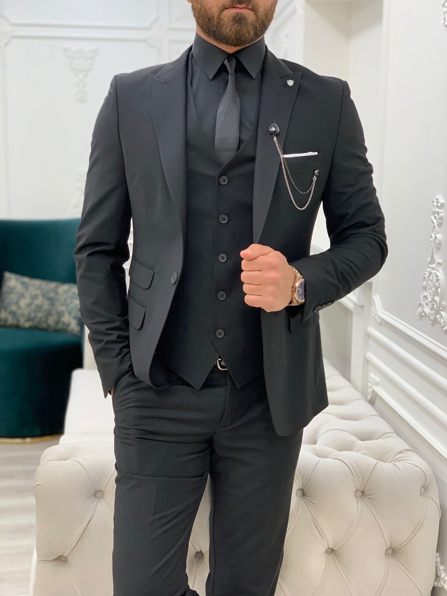 Lance Black Slim Fit Suit - Versatile Three-Piece Ensemble for Any Occasion