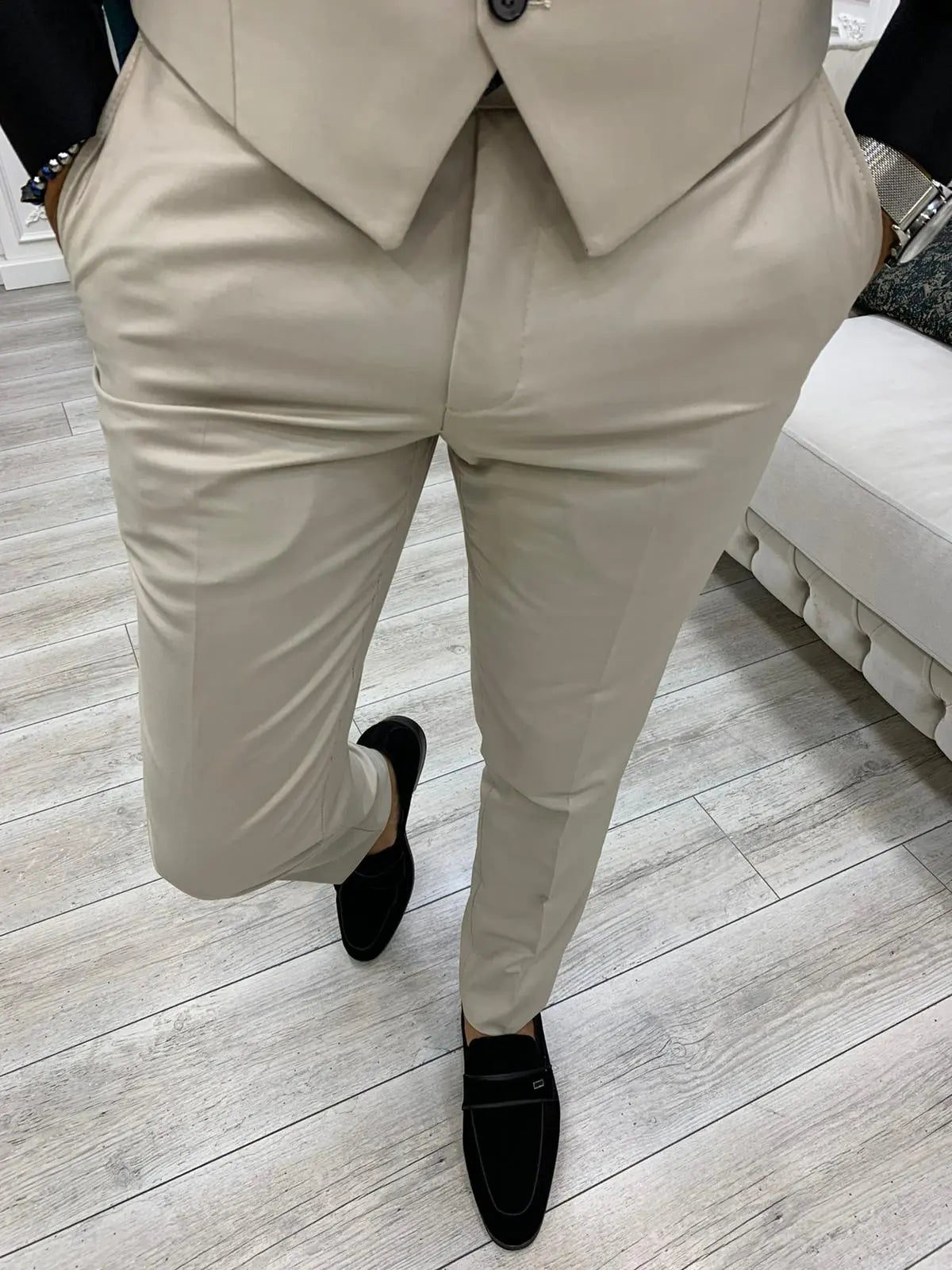 Eros Beige Slim Fit Peak Lapel Suit BOJONI